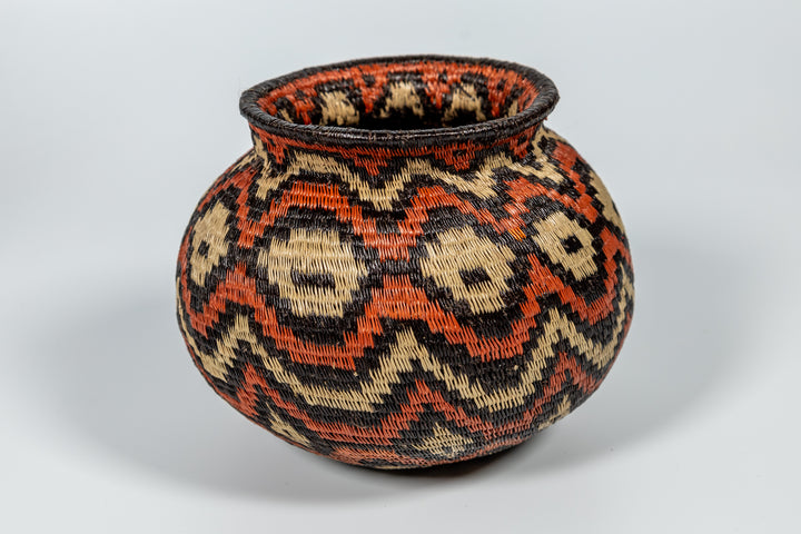 Orange Black And White Angry Waves Woven Basket