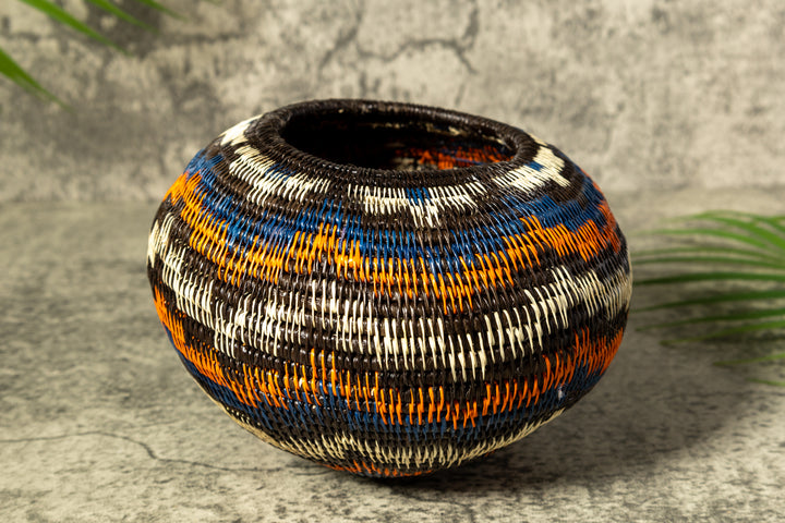 Orange Forest Fusion Woven Basket With Top