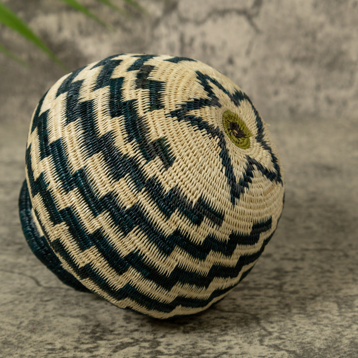 Deep Blue And White Star Step Spiral Rainforest Basket