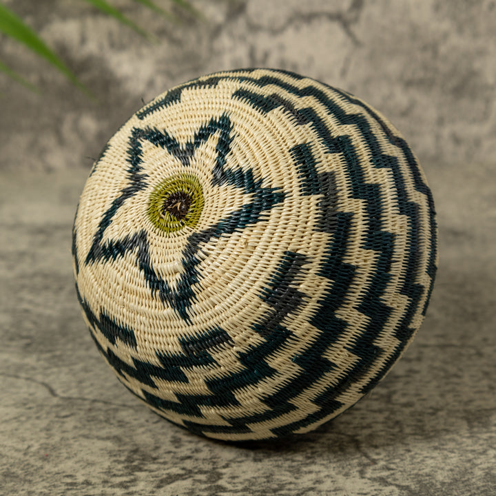 Deep Blue And White Star Step Spiral Rainforest Basket