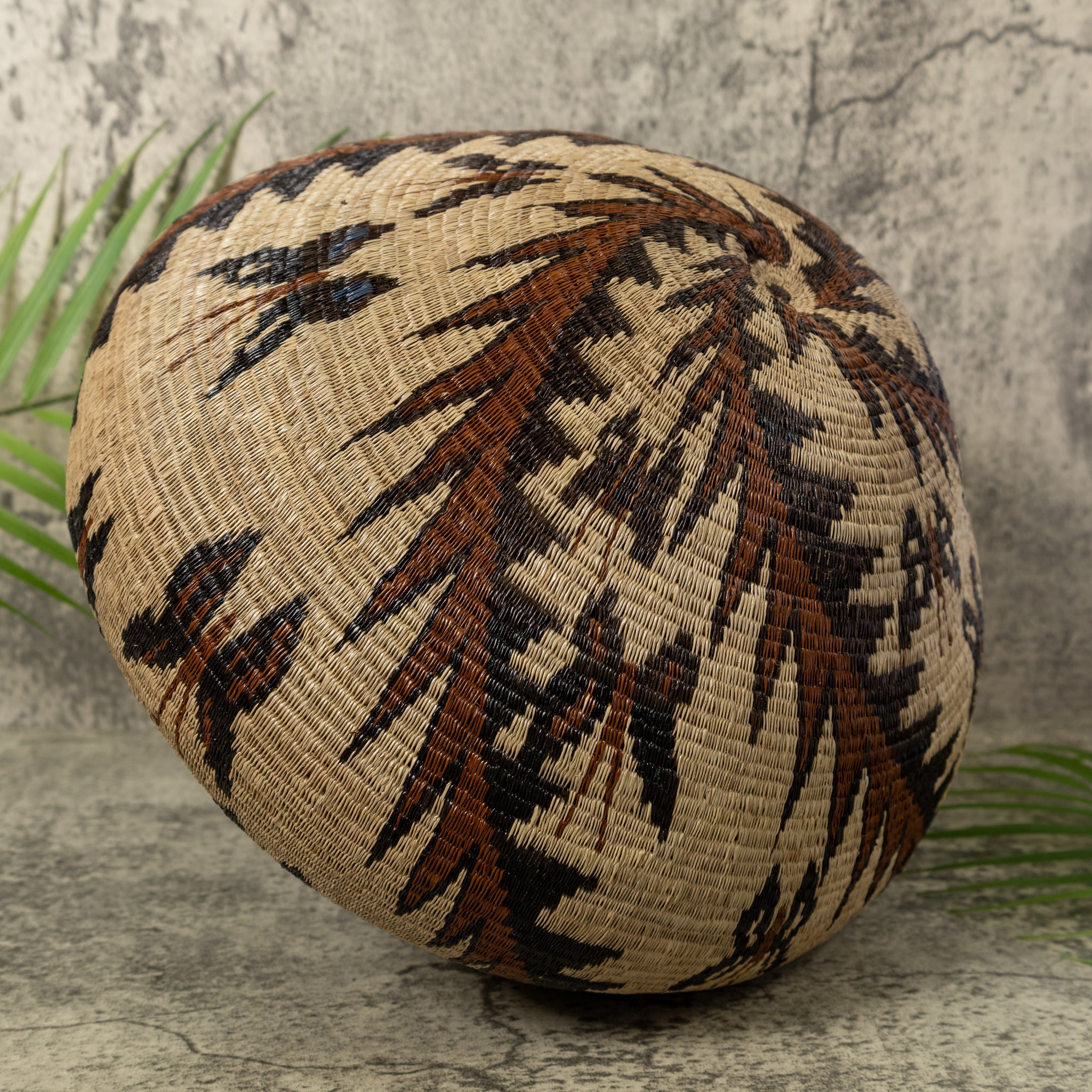 Brown Butterfly and Palm Frond Rainforest Basket