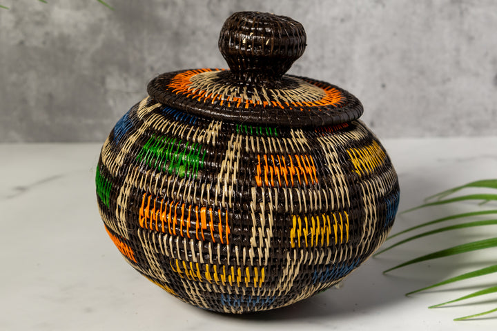 Multi-Color Jungle Notes Rainforest Basket With Top