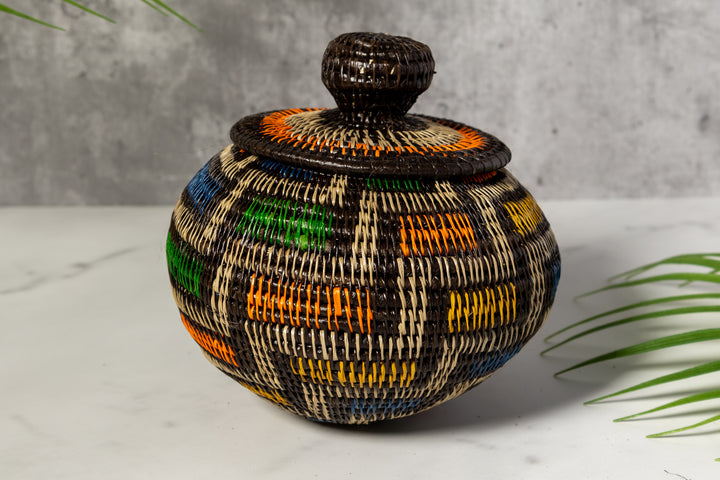 Multi-Color Jungle Notes Rainforest Basket With Top