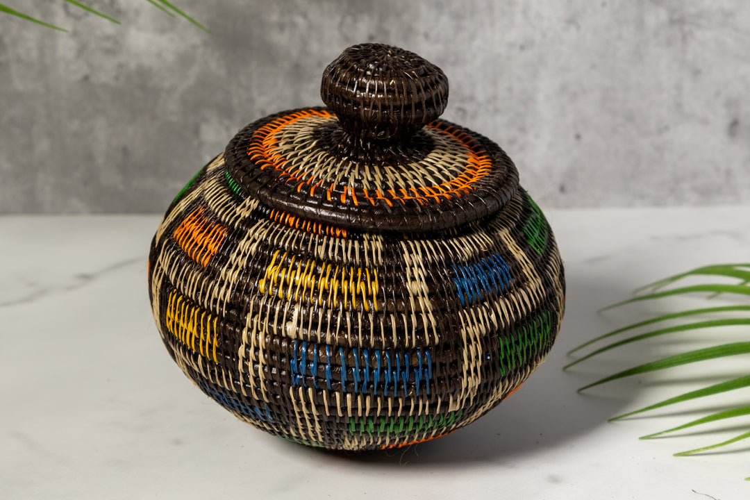 Multi-Color Jungle Notes Rainforest Basket With Top