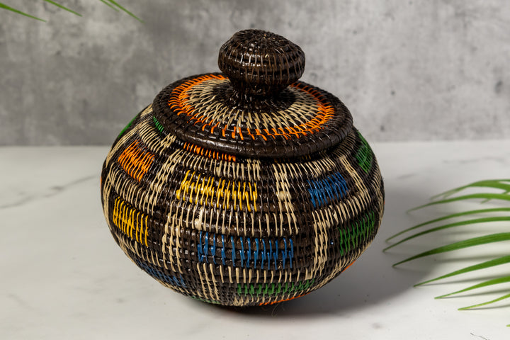 Multi-Color Jungle Notes Rainforest Basket With Top