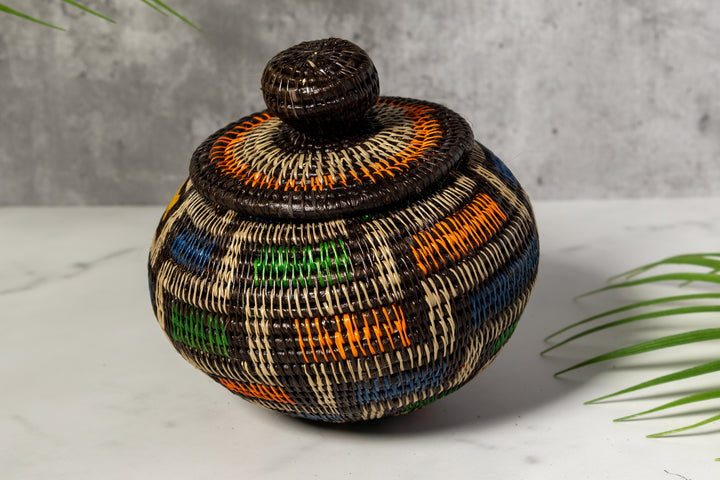 Multi-Color Jungle Notes Rainforest Basket With Top