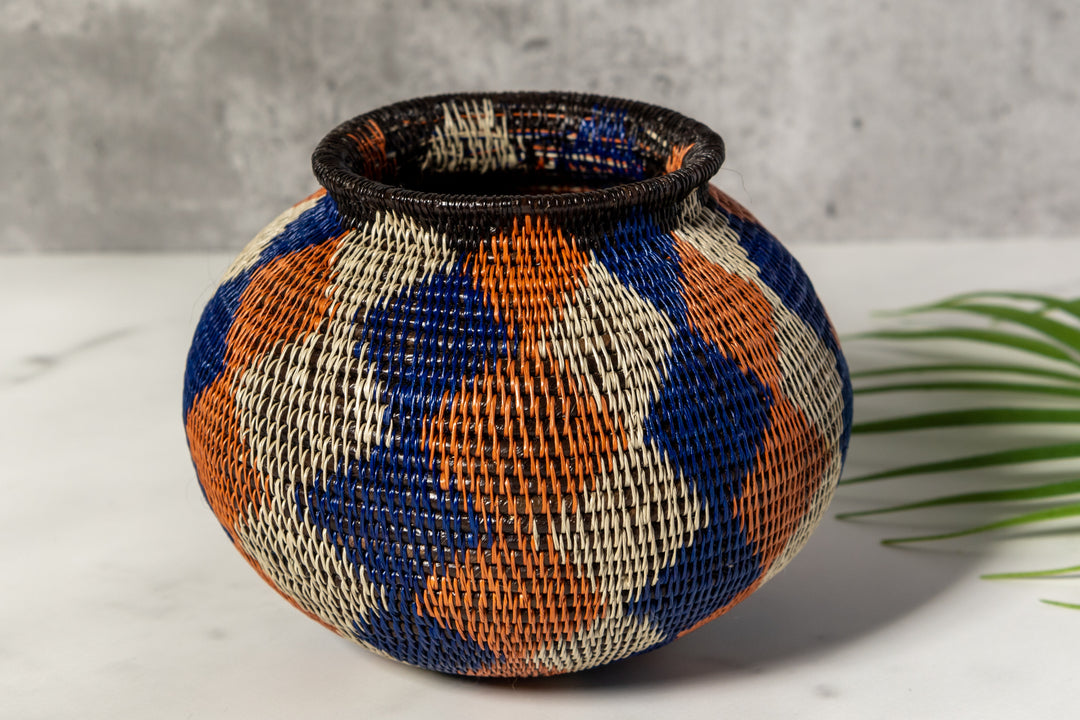 Orange And Purple Diamond Woven Basket