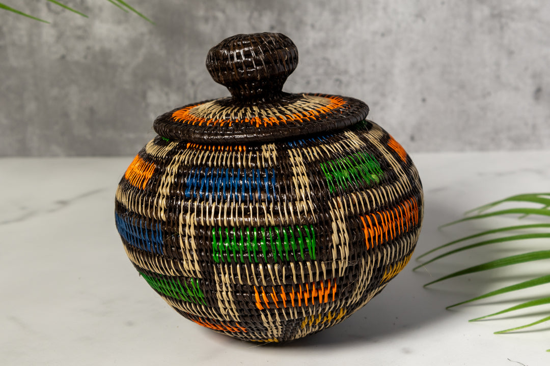Multi-Color Jungle Notes Rainforest Basket With Top