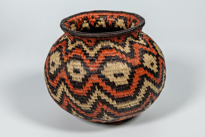 Orange Black And White Angry Waves Woven Basket
