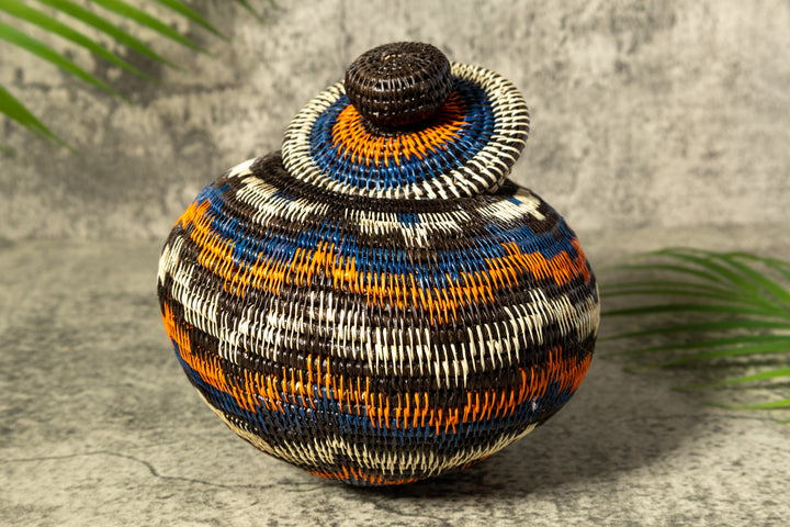 Orange Forest Fusion Woven Basket With Top