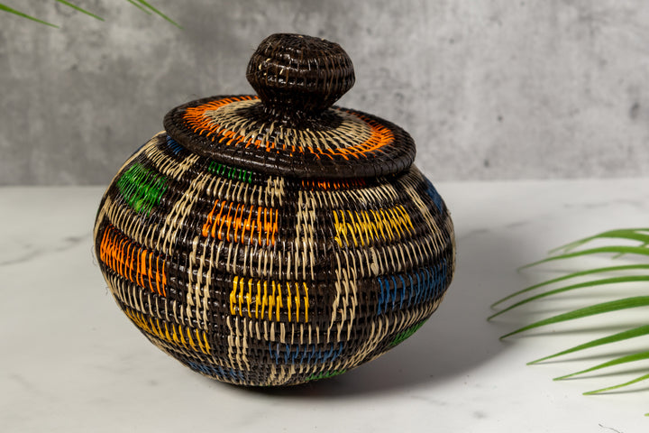 Multi-Color Jungle Notes Rainforest Basket With Top