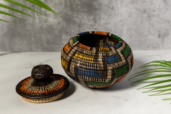 Multi-Color Jungle Notes Rainforest Basket With Top