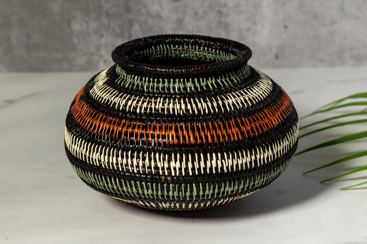 Orange Aqua And White Woven Basket