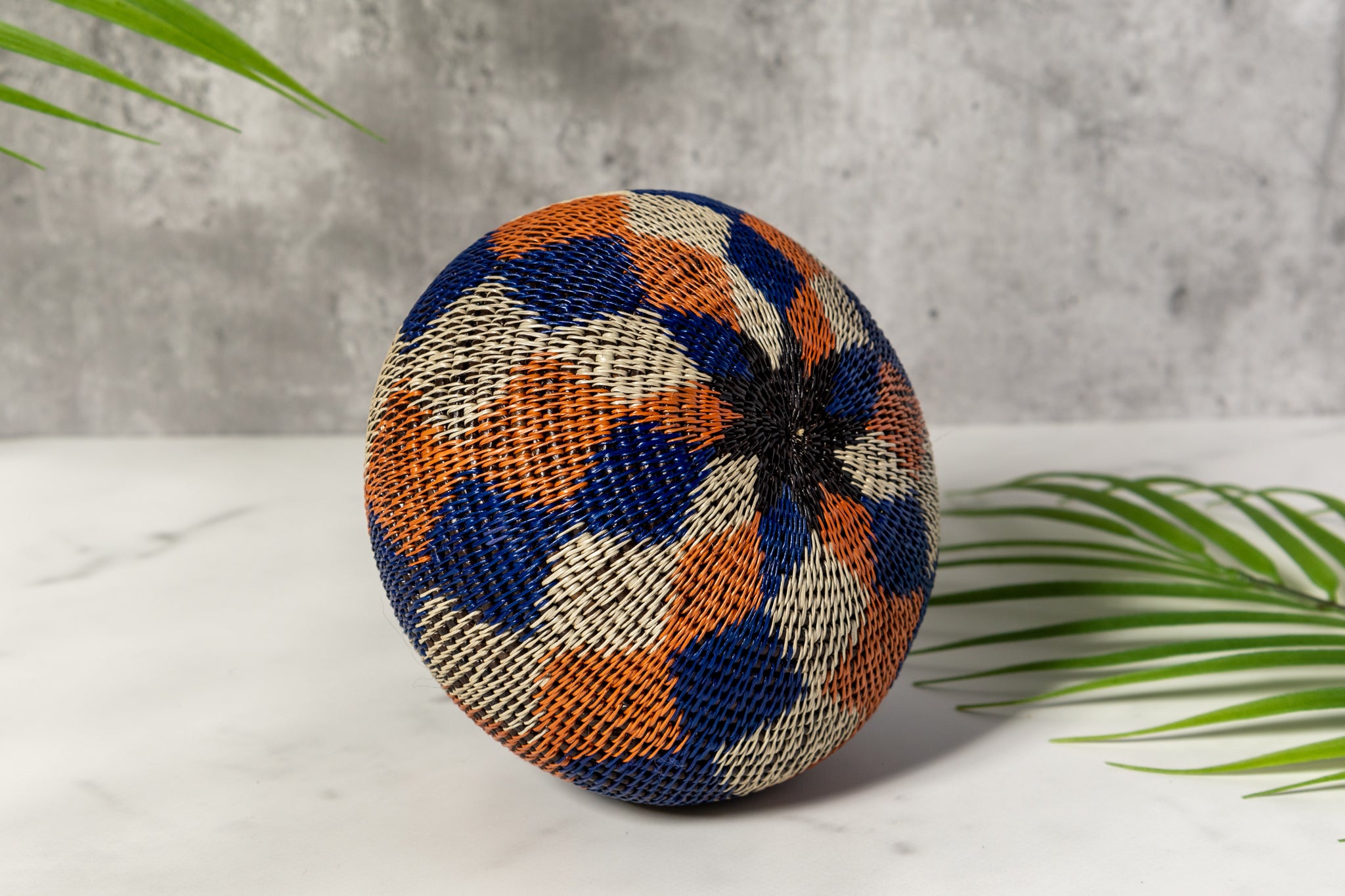 Orange And Purple Diamond Woven Basket