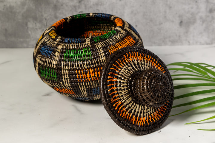 Multi-Color Jungle Notes Rainforest Basket With Top