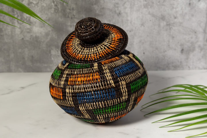 Multi-Color Jungle Notes Rainforest Basket With Top