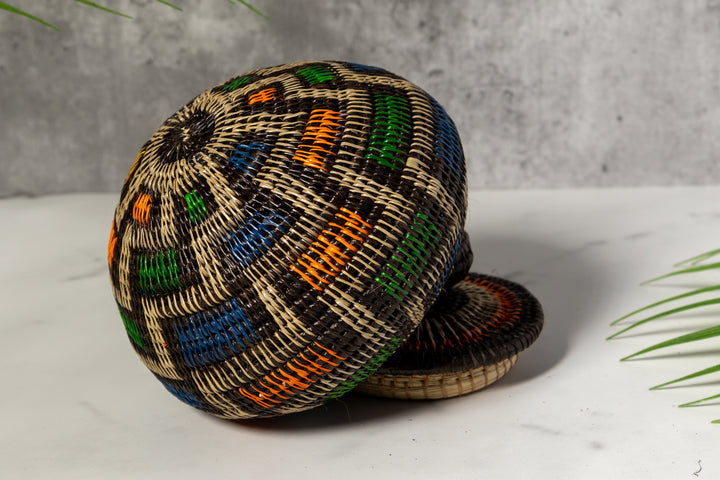 Multi-Color Jungle Notes Rainforest Basket With Top