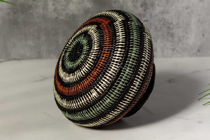 Orange Aqua And White Woven Basket