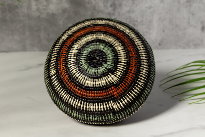 Orange Aqua And White Woven Basket