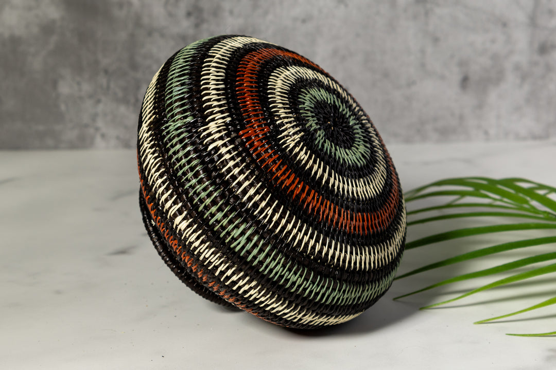 Orange Aqua And White Woven Basket