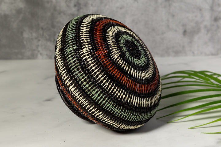 Orange Aqua And White Woven Basket