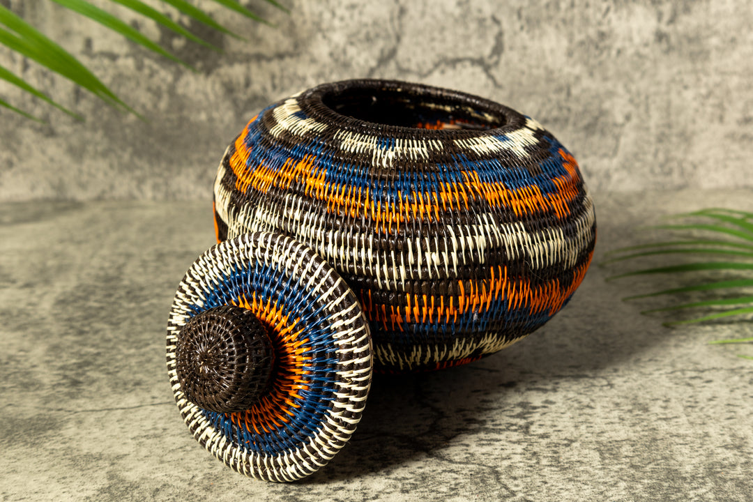 Orange Forest Fusion Woven Basket With Top