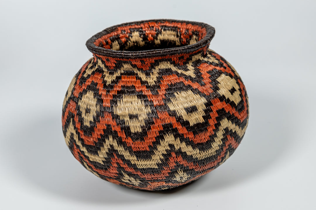 Orange Black And White Angry Waves Woven Basket
