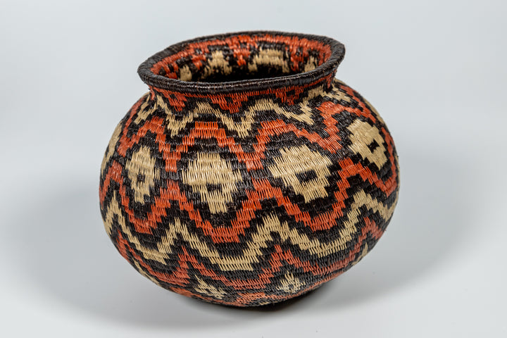 Orange Black And White Angry Waves Woven Basket