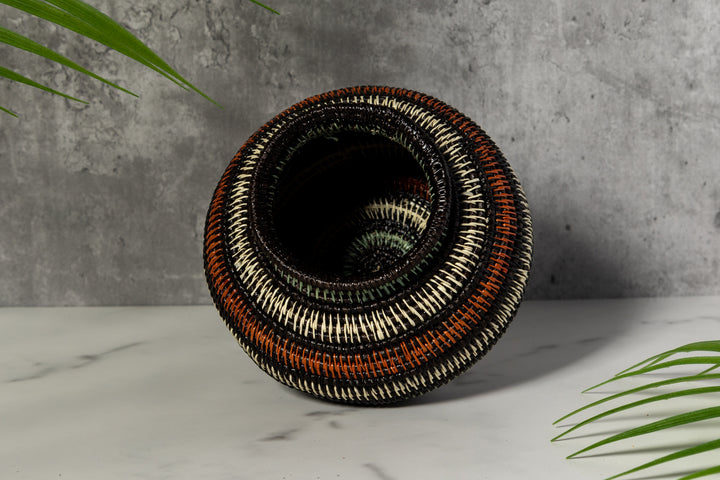 Orange Aqua And White Woven Basket