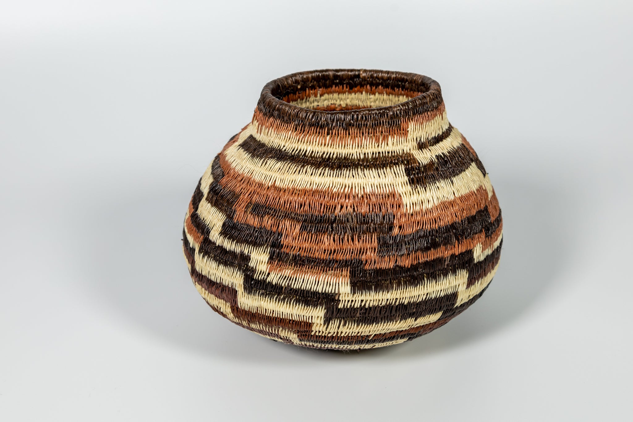 ZigZag Brown And White Woven Basket