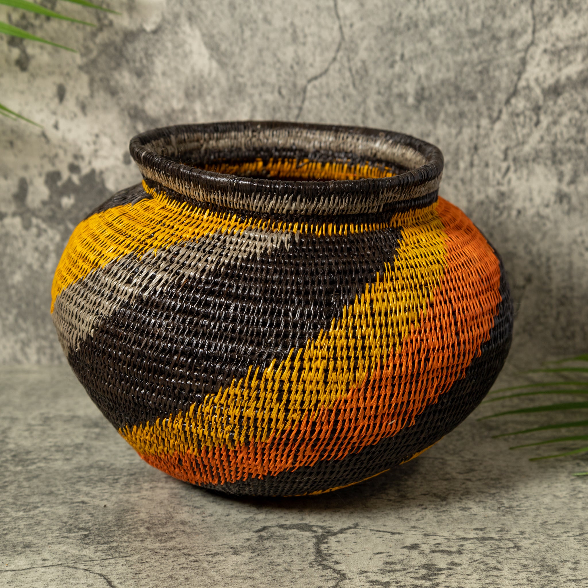 Black Orange And Gray Swirl Rainforest Basket