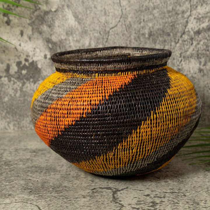 Black Orange And Gray Swirl Rainforest Basket