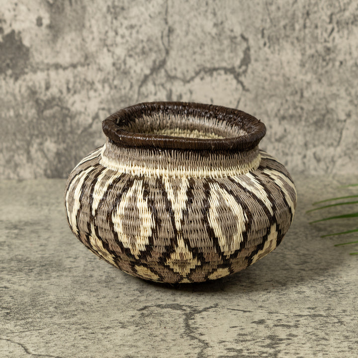 Gray And White Diamond Jungle Rainforest Basket