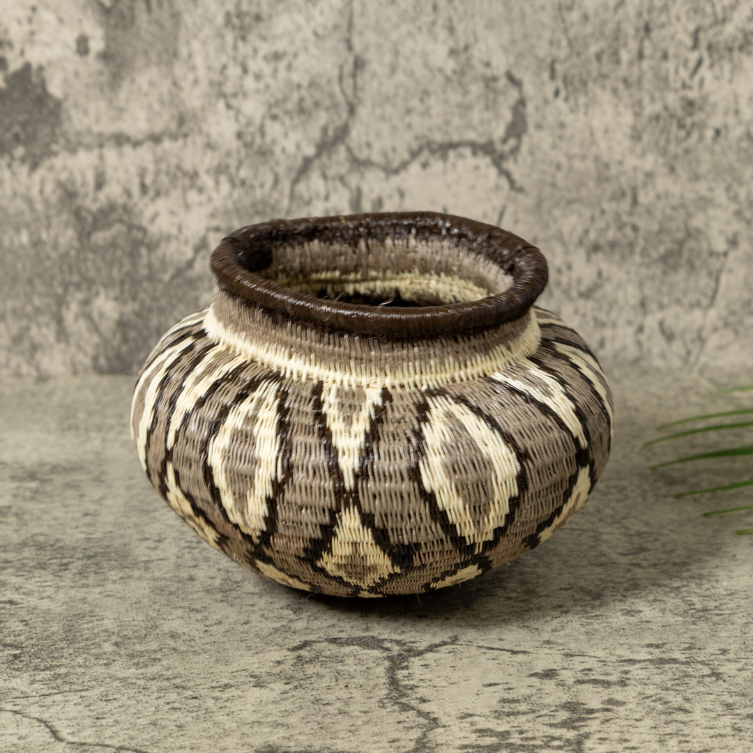 Gray And White Diamond Jungle Rainforest Basket