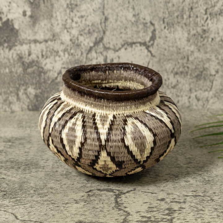 Gray And White Diamond Jungle Rainforest Basket
