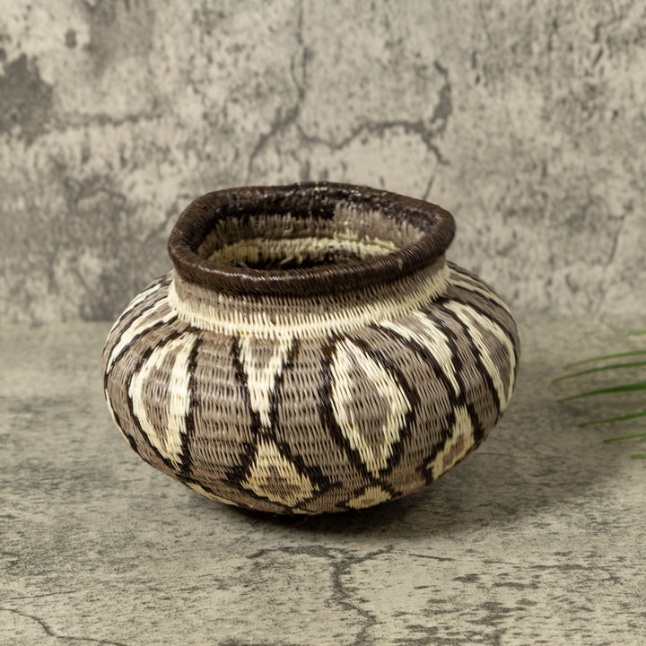 Gray And White Diamond Jungle Rainforest Basket