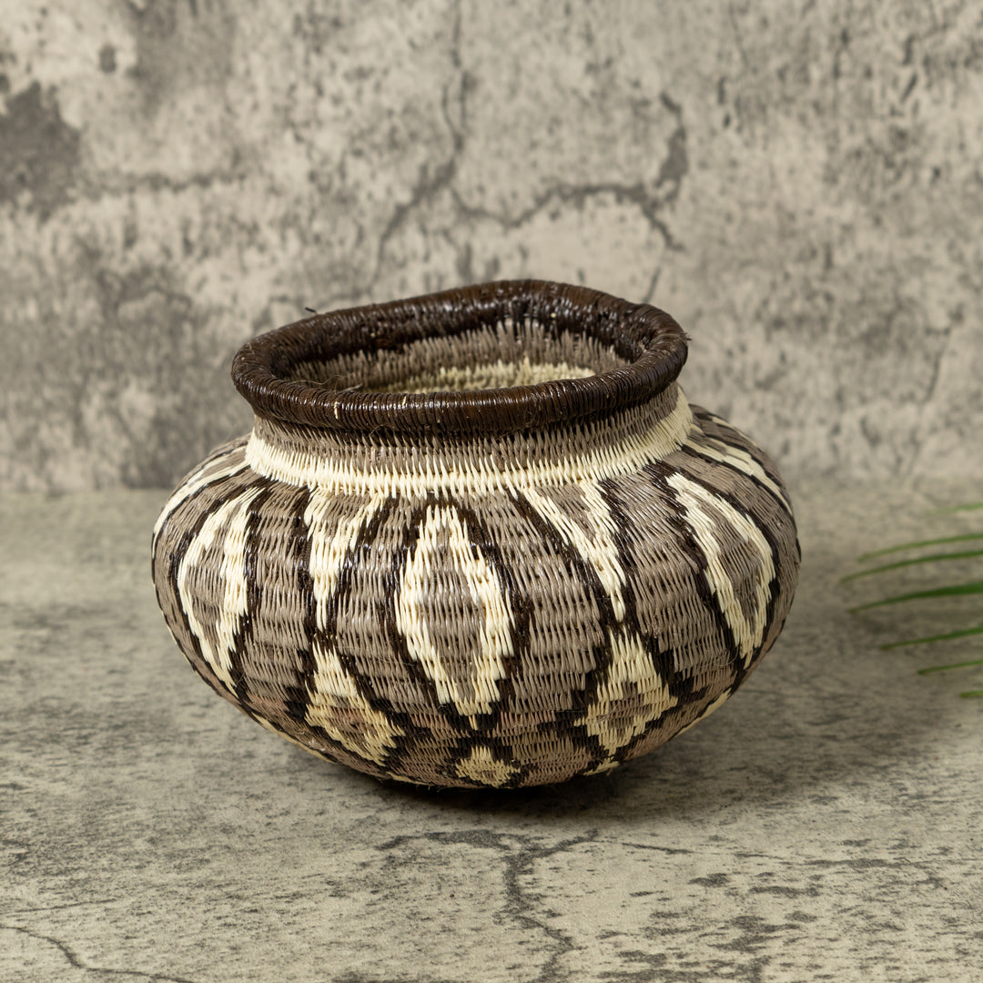 Gray And White Diamond Jungle Rainforest Basket