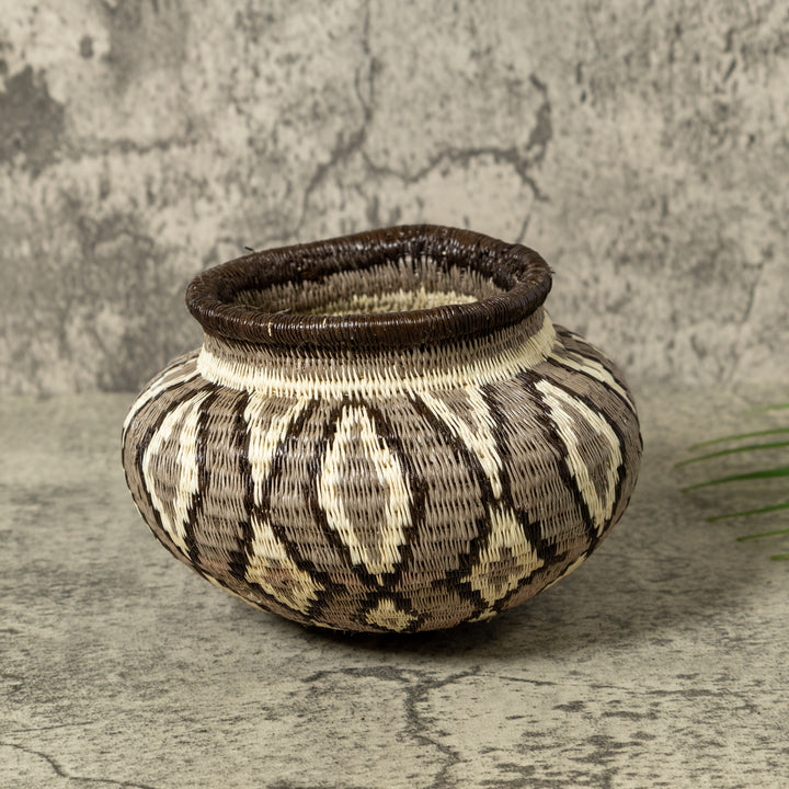 Gray And White Diamond Jungle Rainforest Basket