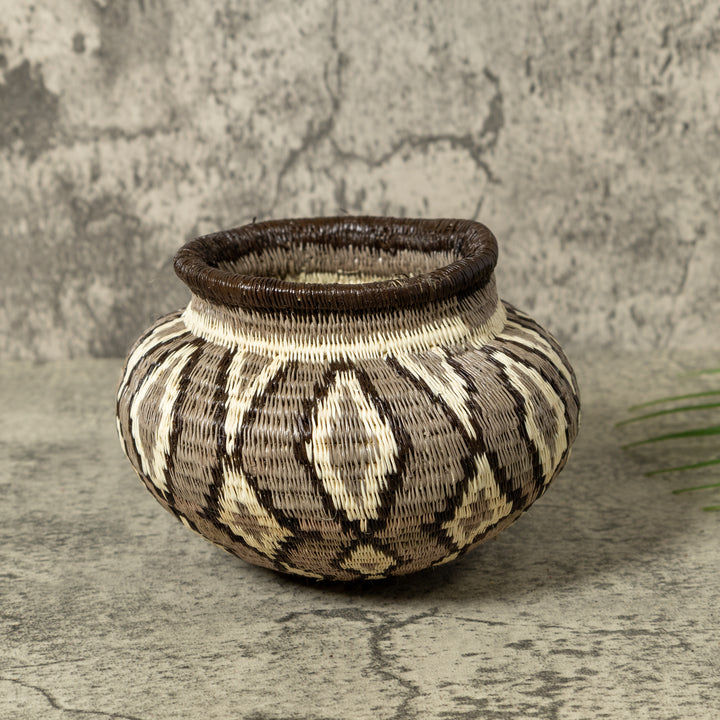Gray And White Diamond Jungle Rainforest Basket