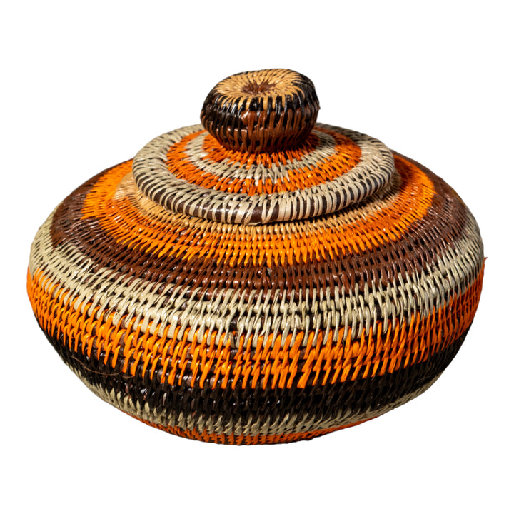 Orange Forest Fantasy Woven Basket With Top
