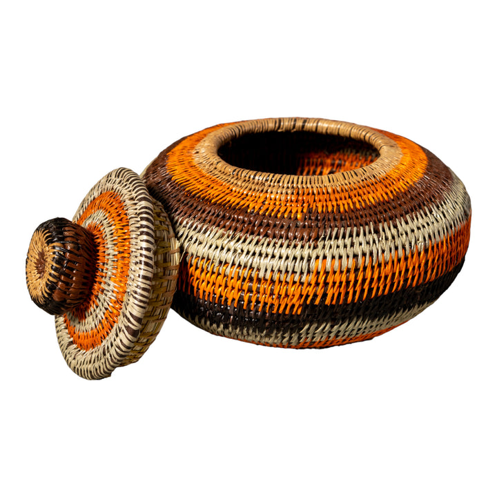 Orange Forest Fantasy Woven Basket With Top