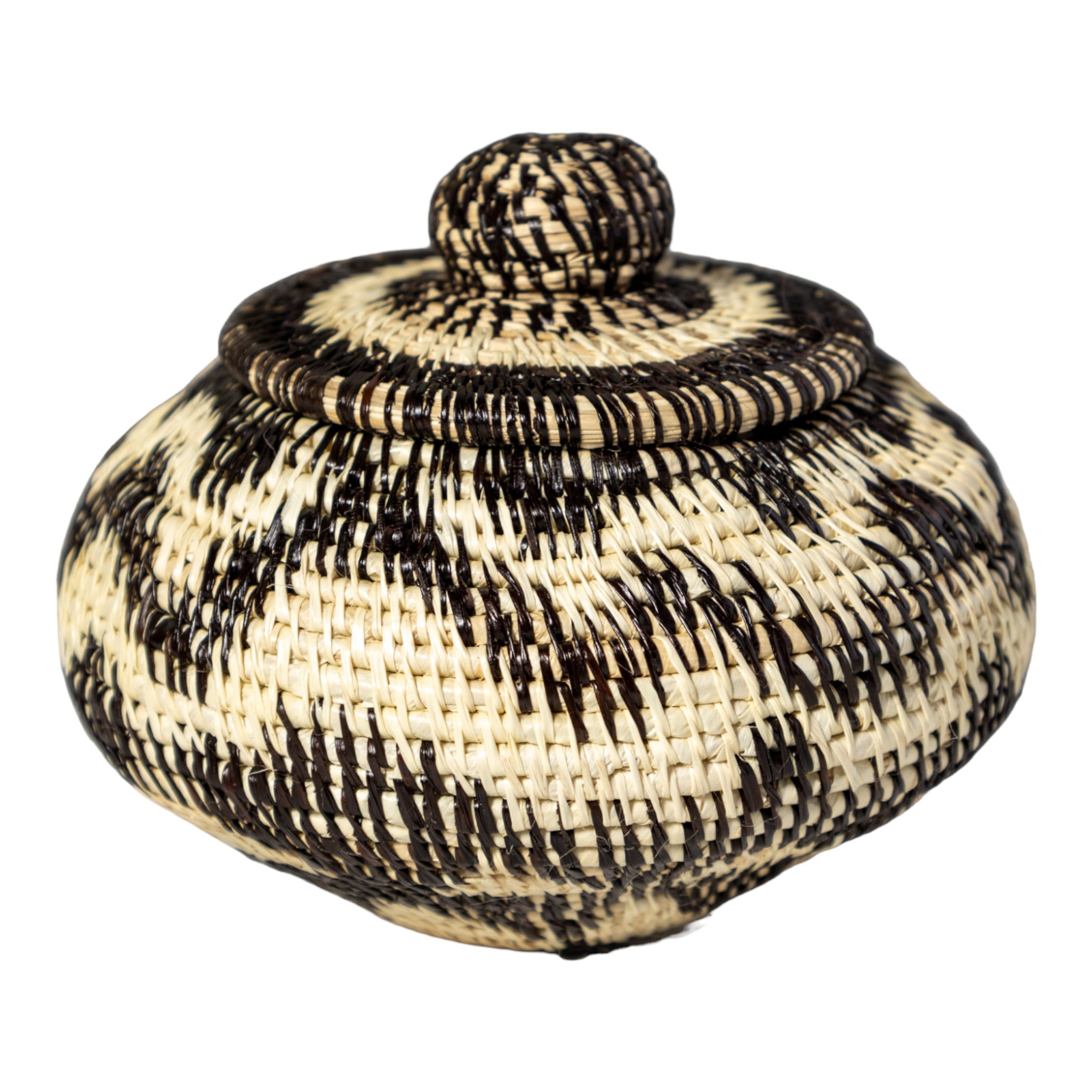 Small Black And White Rainforest Basket With Top