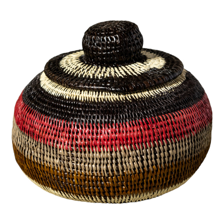 Jungle Rhythm Woven Basket With Top