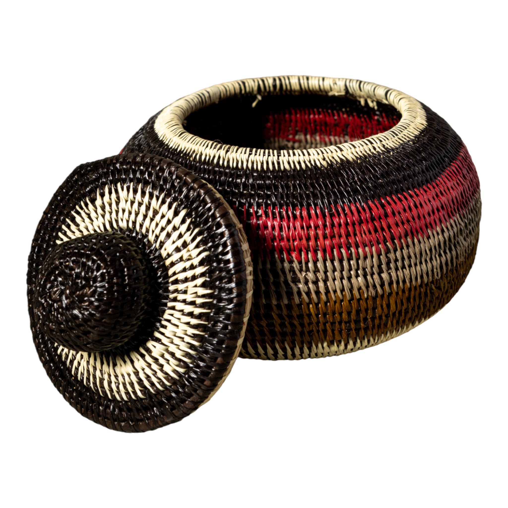 Jungle Rhythm Woven Basket With Top