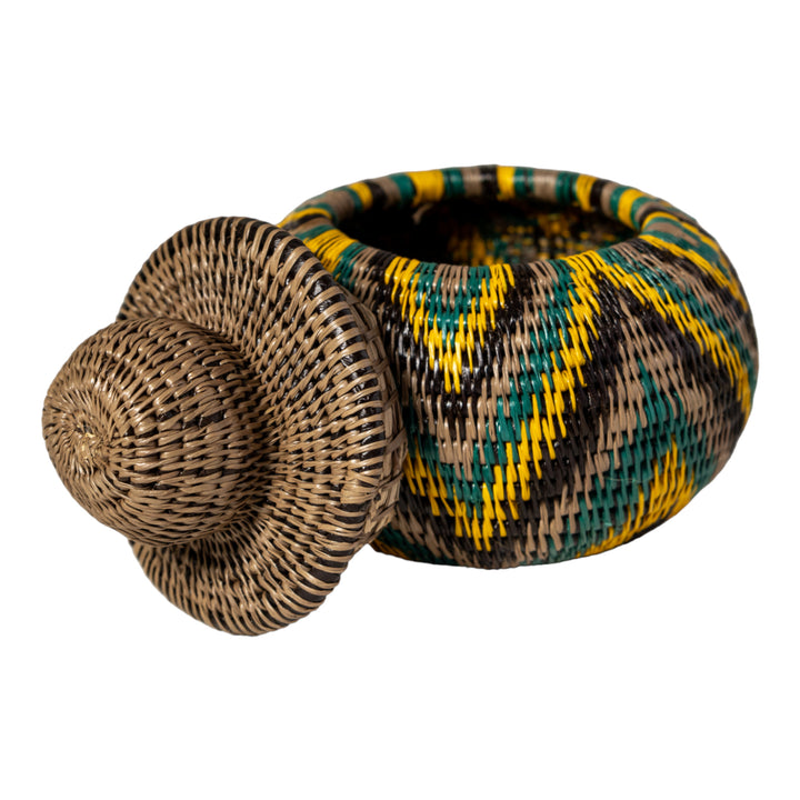 Tropical Harmony Woven Basket With Top