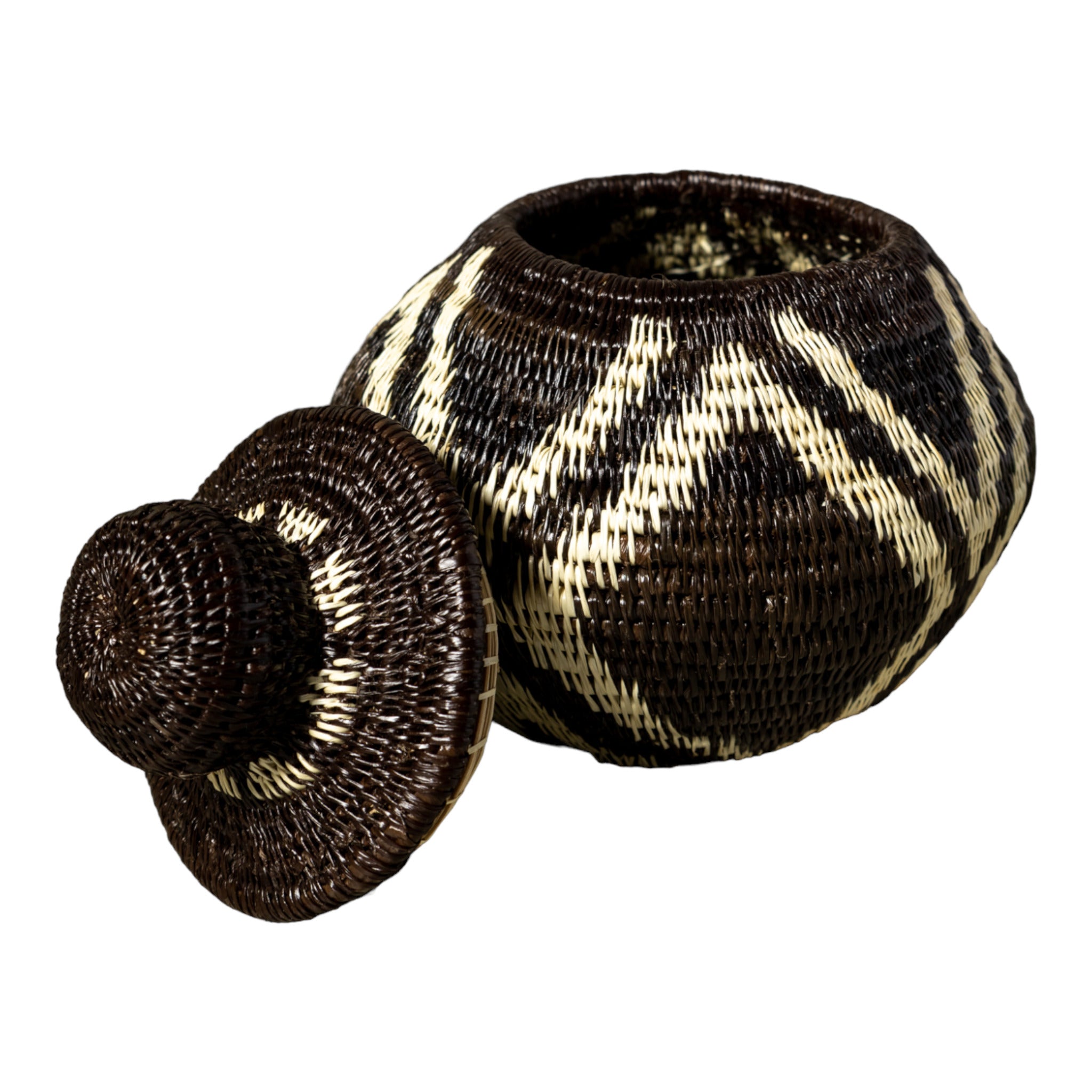 ZigZag Rainforest Serenity Woven Basket With Top
