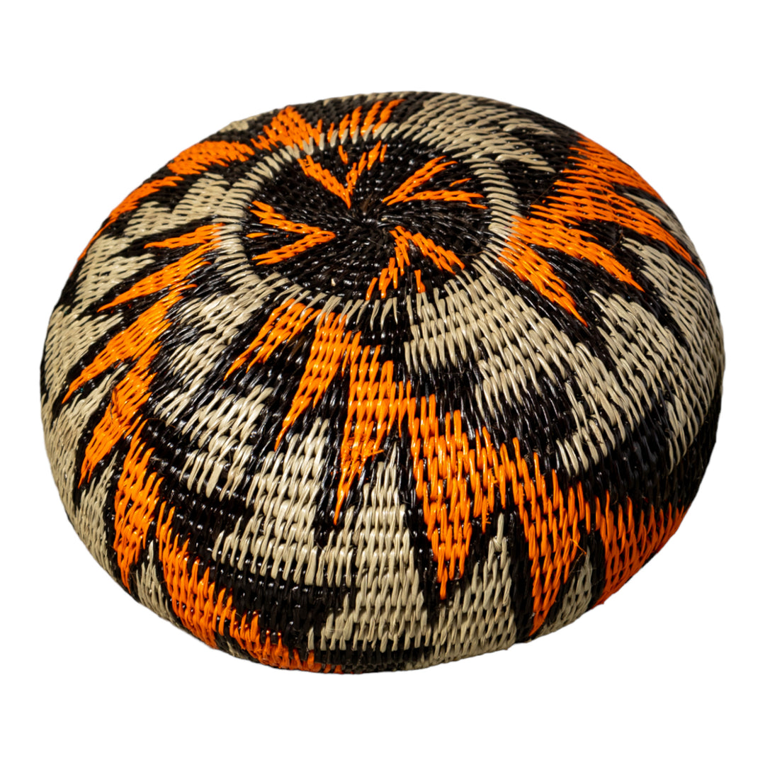 Strange Palm Frond Woven Basket With Top