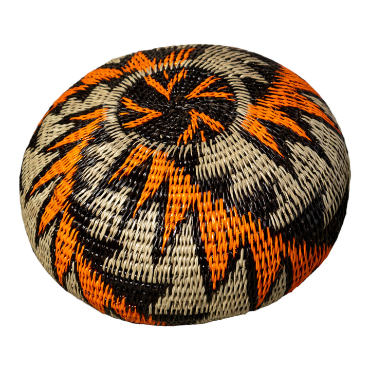 Strange Palm Frond Woven Basket With Top