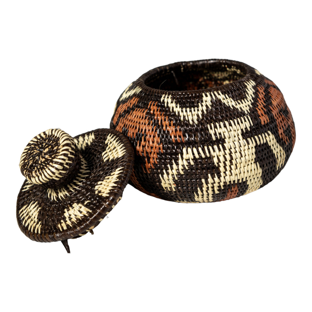 Human Cave Drawings Woven Basket With Top