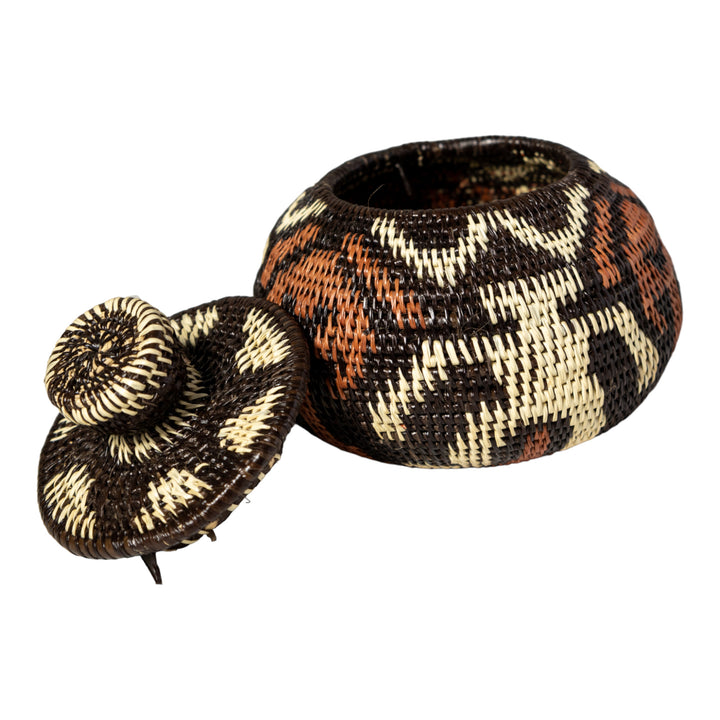 Human Cave Drawings Woven Basket With Top